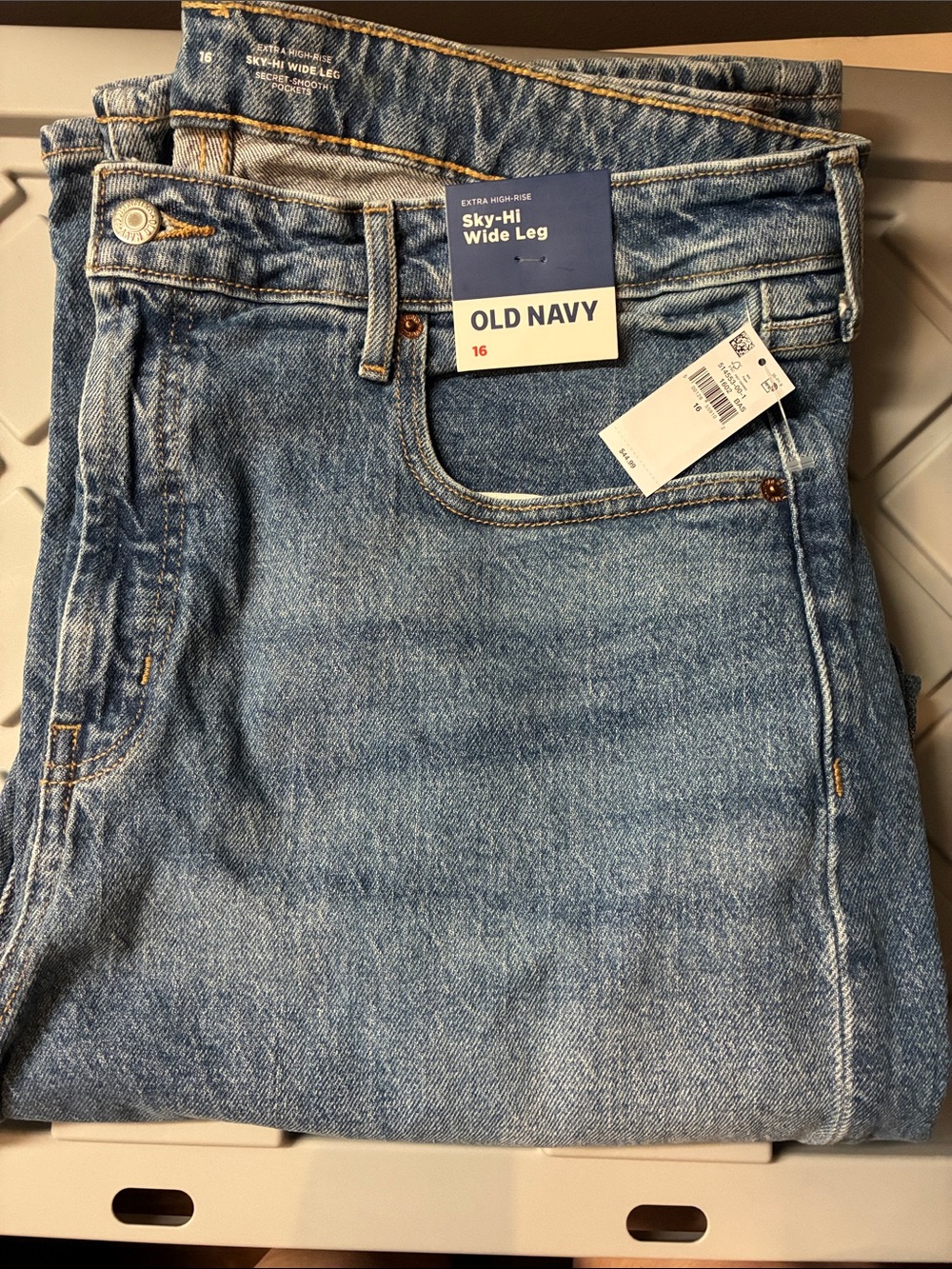 Old Navy Extra High Rise Sky-Hi Wide-Leg Jeans Sz 16